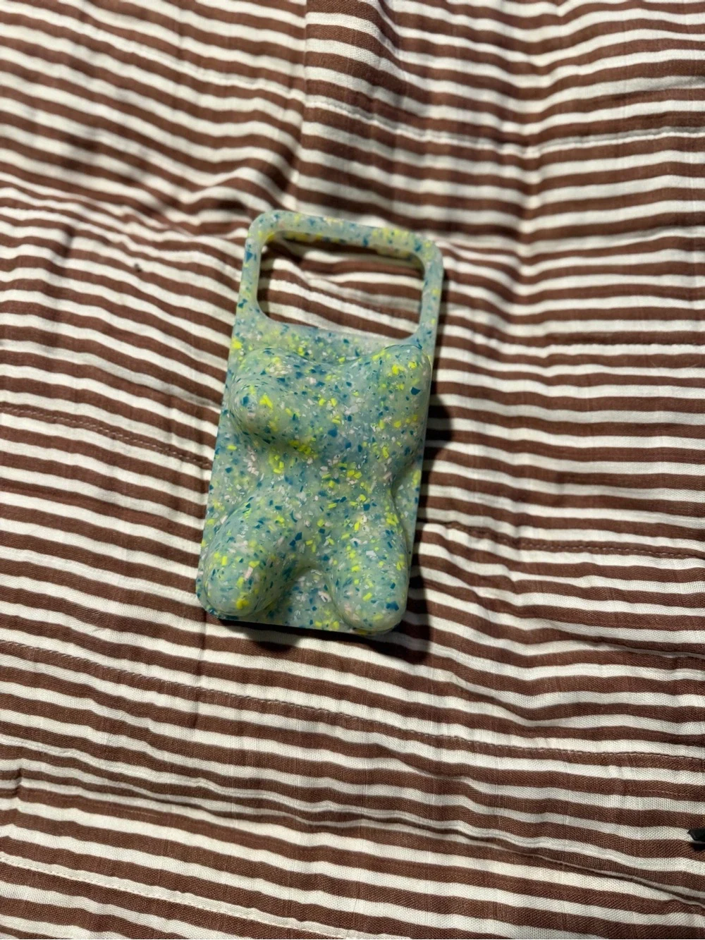 Phone Case Plush Doll Stand - Green Speckled Silicone Case iPhone pro Max